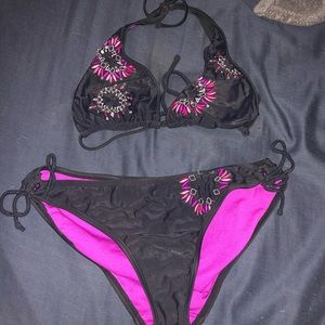Black and pink bikini